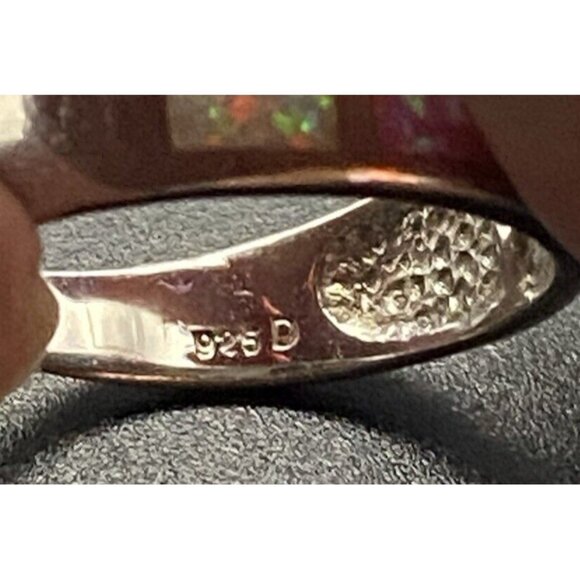 Genuine Blue Pink Opal Ring Wide 4 Windows Ster Silver 925 3.8g Unisex Sz 8.75 - Picture 5 of 13